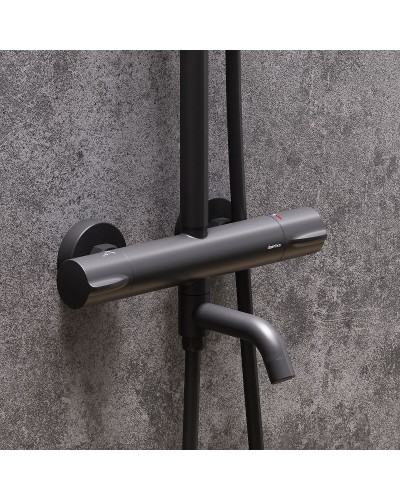 Душевая система Damixa Scandinavian Pure 936810300 с термостатом Черная матовая