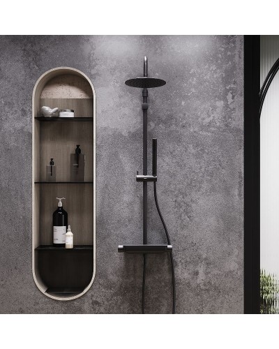 Душевая система Damixa Scandinavian Pure 936750300 с термостатом Черная матовая