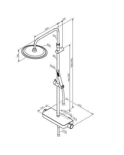 Душевая система Damixa Scandinavian Pure 936750300 с термостатом Черная матовая