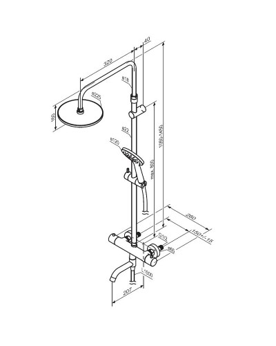 Душевая система Damixa Jupiter 977810300 с термостатом Черная матовая