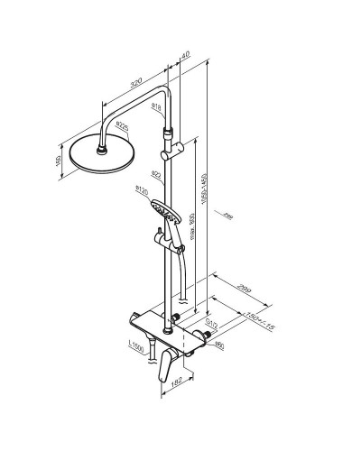 Душевая система Damixa Jupiter 977780300 Черная матовая