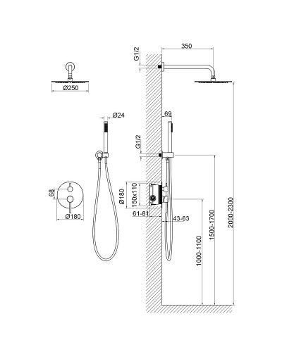 Душевая система Timo Saona SX-2369/17SM Золото матовое