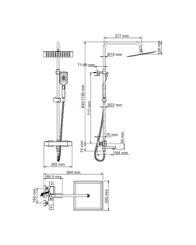 Душевая система WasserKRAFT A19901 с термостатом Хром