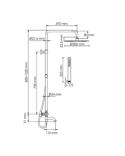 Душевая система WasserKRAFT A288.160.217.BM Thermo с термостатом Черная матовая