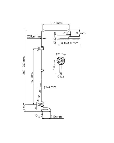 Душевая система WasserKRAFT A188.261.207.PG Thermo с термостатом Золото