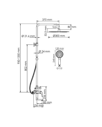 Душевая система WasserKRAFT A171.263.207.PG Золото глянцевое
