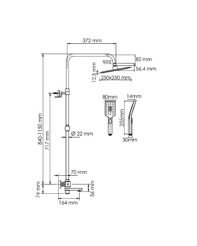 Душевая система WasserKRAFT A199.198.201.BG Thermo с термостатом Золото матовое