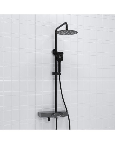 Душевая система WasserKRAFT A114.258.130.CB Thermo с термостатом Черная матовая