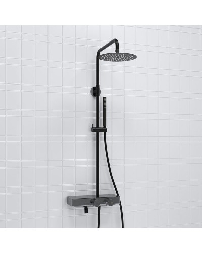 Душевая система WasserKRAFT A114.258.217.CB Thermo с термостатом Черная матовая