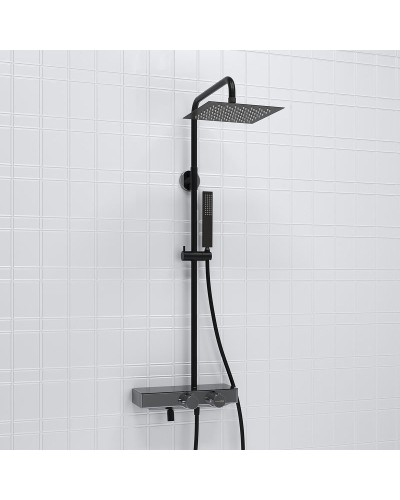 Душевая система WasserKRAFT A114.255.218.CB Thermo с термостатом Черная матовая