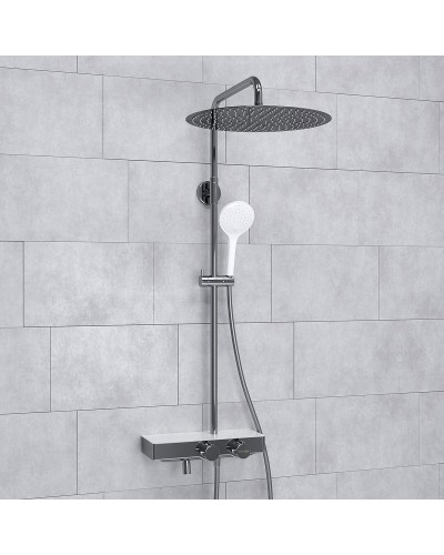 Душевая система WasserKRAFT A113.117.155.CH Thermo с термостатом Хром Белая
