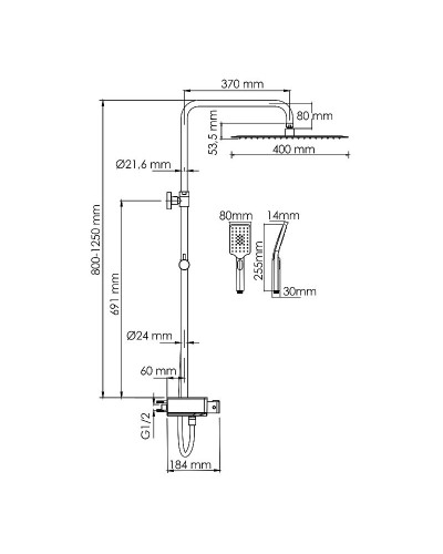 Душевая система WasserKRAFT A113.119.126.CH Thermo с термостатом Хром Белая