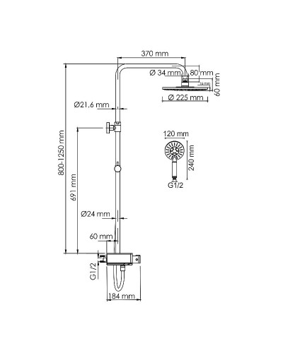 Душевая система WasserKRAFT A113.067.058.CH Thermo с термостатом Хром Белая