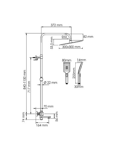 Душевая система WasserKRAFT A199.260.201.BG Thermo с термостатом Золото матовое