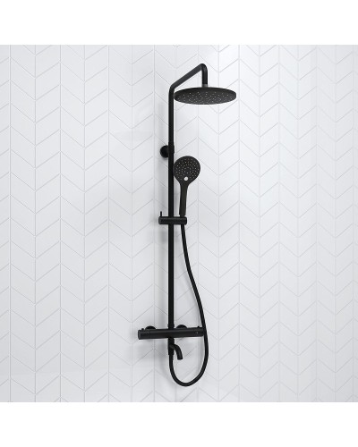 Душевая система WasserKRAFT A288.077.078.BM Thermo с термостатом Черная матовая