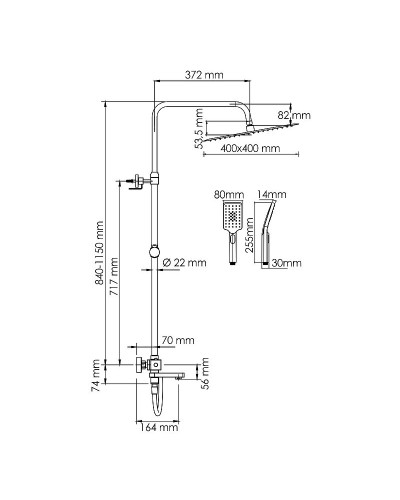 Душевая система WasserKRAFT A199.119.126.087.CH Thermo с термостатом Хром