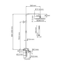 Душевая система WasserKRAFT A174.258.078.CB Черная матовая