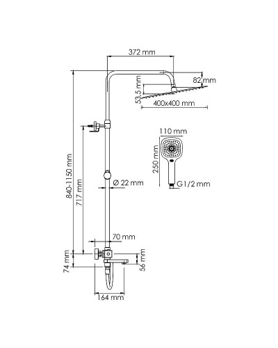 Душевая система WasserKRAFT A199.119.065.087.CH Thermo с термостатом Хром