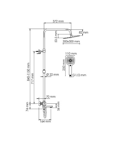 Душевая система WasserKRAFT A199.118.065.087.CH Thermo с термостатом Хром