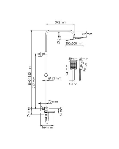 Душевая система WasserKRAFT A199.118.141.087.CH Thermo с термостатом Хром