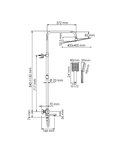 Душевая система WasserKRAFT A199.119.141.087.CH Thermo с термостатом Хром