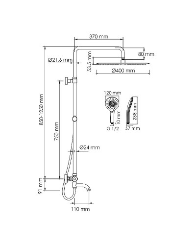 Душевая система WasserKRAFT A188.117.101.087.CH Thermo с термостатом Хром