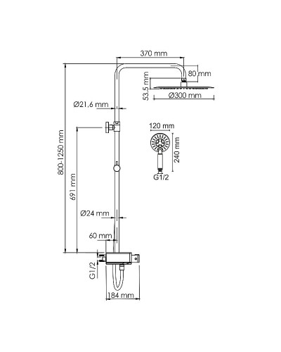 Душевая система WasserKRAFT A113.116.058.CH Thermo с термостатом Хром Белая