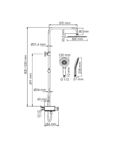 Душевая система WasserKRAFT A113.118.101.CH Thermo с термостатом Хром Белая