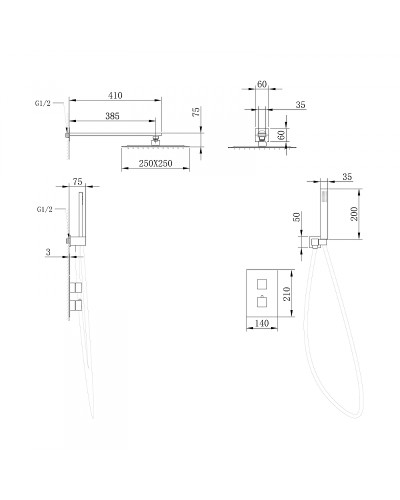 Душевая система Abber Daheim AF8251G с термостатом Золото матовое