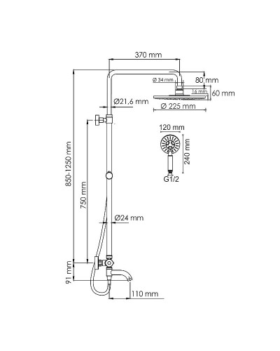 Душевая система WasserKRAFT A188.067.058.WM Thermo с термостатом Белый матовый