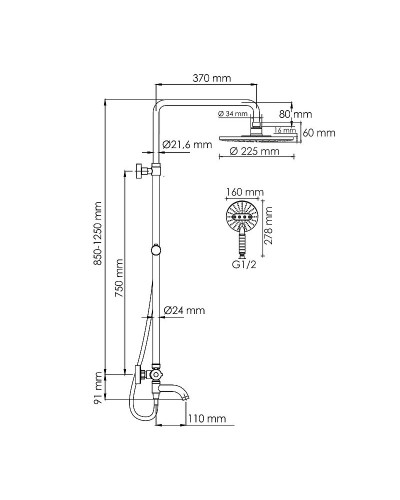 Душевая система WasserKRAFT A188.067.059.WM Thermo с термостатом Белый матовый