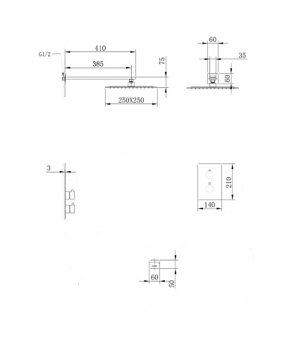 Душевая система Abber Weiss Insel AF8051W с термостатом Белая