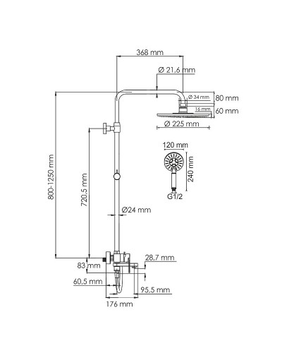 Душевая система WasserKRAFT A185.067.058.WM Белая матовая