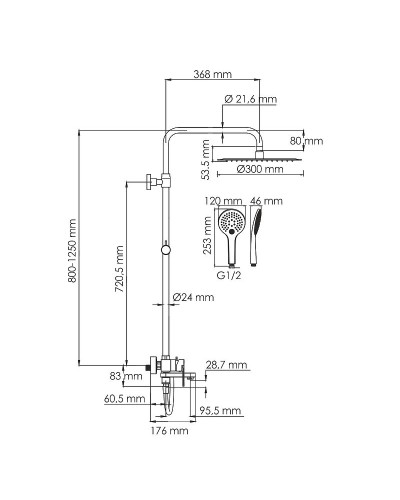 Душевая система WasserKRAFT A185.161.155.WM Белая матовая