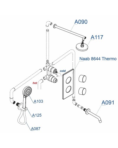 Душевая система WasserKRAFT A178644 Thermo с термостатом Хром