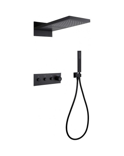 Душевая система Abber Rund AF8752B с термостатом Черная матовая