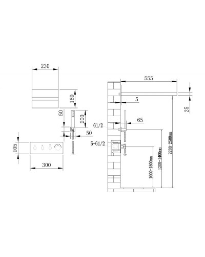 Душевая система Abber Rund AF8752B с термостатом Черная матовая