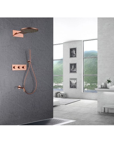 Душевая система Abber Wasser Kreis AF8150RG с термостатом Розовое золото