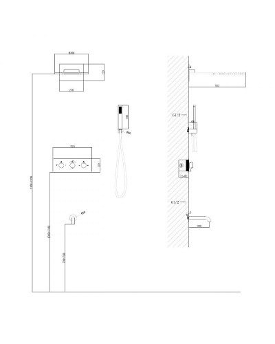Душевая система Abber Wasser Kreis AF8150RG с термостатом Розовое золото