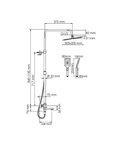 Душевая система WasserKRAFT A199.069.126.010.CH Thermo с термостатом Хром