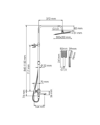 Душевая система WasserKRAFT A199.069.141.010.CH Thermo с термостатом Хром