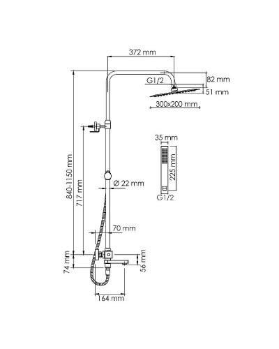 Душевая система WasserKRAFT A199.069.103.010.CH Thermo с термостатом Хром