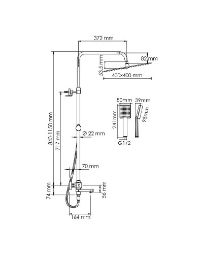 Душевая система WasserKRAFT A199.119.141.010.CH Thermo с термостатом Хром