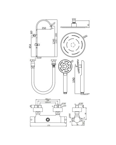 Душевая система 200 мм Jaquar Florentine FLR-CHR-5653SHK