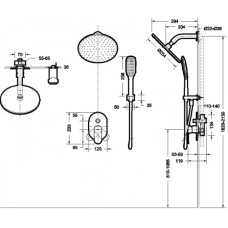 Душевой комплект 254 мм Bravat Gina F865104C-A-ENG