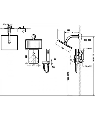 Душевой комплект 253 мм Bravat Phillis F856101C-A-ENG
