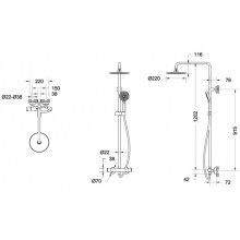 Душевая система 220 мм Bravat Waterfall F939114C-A2-RUS