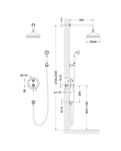 Душевой комплект 205 мм Timo Arisa SX-5319/00SM