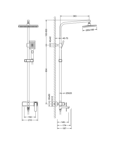 Душевая система 260х188 мм Timo Torne SX-4320/02