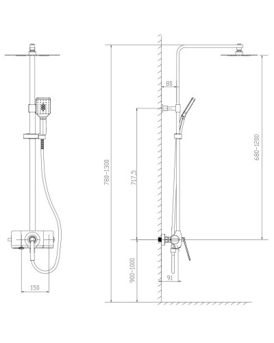 Душевая система 300х200 мм Timo Halti SX-4190/00